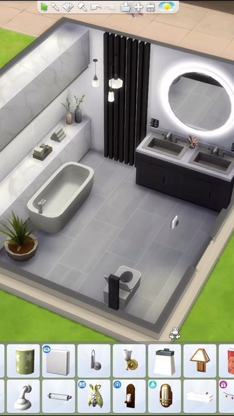 Modern Bathroom Idea in @thesims #sims #sims4 #sims4house #sims4home #sims4build #thesims #thesims4 #thesims4house #thesims4home… | Instagram Sims 4 Floorplan Modern, Sims 4 Ideas Interior, Sims 4 Upstairs Layout, Sims4 Home Ideas, Sims Bathroom Ideas No Cc, Sims House Ideas Modern, Sims 4 Bathroom Build, Sims 4 Interior Design Ideas Bathroom, Sims 4 Inside House Ideas