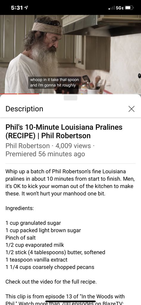 Phil Robertson Recipes, Vanilla Praline Fudge Recipe, New Orleans Praline Recipe, Phil Robertson Praline Recipe, Creole Pralines, Louisiana Pecan Pralines, Louisiana Pralines Recipe, Phil Robertson, Praline Recipe