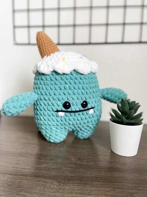 Free Ice Cream Crochet Pattern, Ice Cream Cozy Crochet, Ice Cream Cone Amigurumi, Ice Cream Turtle Crochet, Ice Cream Monster Crochet, Melting Ice Cream, Rainbow Sprinkles, Bring Happiness, Ice Cream Cone