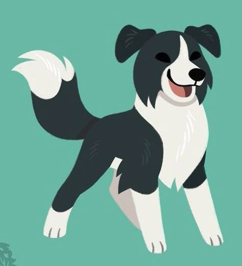 Dog Pfp Drawing, Border Collie Dibujo, Border Collie Drawing, Cartoon Dog Drawing, Simple Cat Drawing, Cute Dog Drawing, Dog Biting, Simple Cartoon, Collie Dog