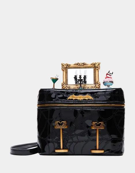 This KITSCH HOUSE OF SPIRITS CROSSBODY bag is "Serving the best boos around..."! This haunted bar-shaped bag keeps your liquid assets under wraps. Plus, it's totally stylish so you'll look chic and festive this spooky season. #betseyjohnson #kitschcrossbodybag #AD Johnson House, Novelty Purses, Hand Bags For Women, Betsey Johnson Handbags, Popular Handbags, Gold Interior, Novelty Bags, Bar Top, Betsey Johnson Bags