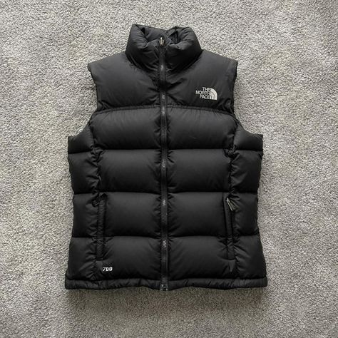 The North Face Black Jacket North Face 1996 Nuptse, North Face Gilet, Black Jacket Women, Black North Face Jacket, The North Face 1996, North Face 1996, Puffer Gilet, Body Warmer, Black North Face