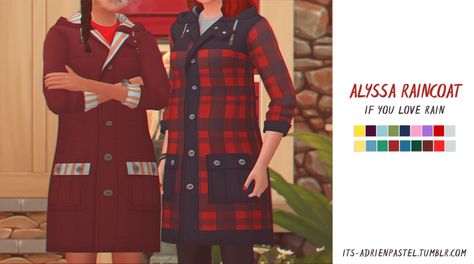 Source: Tumblr | Female Clothes | Weather Clothes | Outwear | Coat | BGC | Sims 4 | TS4 | Maxis Match | MM | CC | Pin by sueladysims Maxis Match Jacket, Maxis Match Winter Clothes, Sims 4 Raincoat Cc, Sims 4 Raincoat, Sims 4 Cc Jacket Accessories Maxis Match, Sims 4 Cc Maxis Match Trench Coat, Cc Top, Sims Stories, New Mods