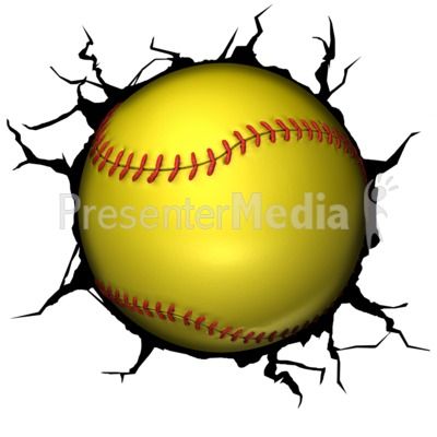 This clip art image shows a softball breaking though a wall. #powerpoint #clipart #illustrations Sports Paint, Softball Clipart, Baseball Decor, Softball Svg, Pin Ideas, Paint Nite, Shape Circle, Coach Quotes, Window Art