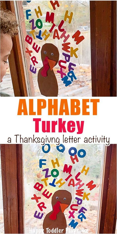 Alphabet Turkey Activity - HAPPY TODDLER PLAYTIME Giant Turkey Craft is a super fun art activity perfect for little and big kids this Thanksgiving! Paint giant turkey feathers with your feet! #earlylearning #thanksgivingcrafts #alphabetactivities Turkey Alphabet, Thanksgiving Crafts For Toddlers, Turkey Activity, Thanksgiving Games For Kids, Thanksgiving Crafts Preschool, Thanksgiving Turkey Craft, Easy Thanksgiving Crafts, Thanksgiving Activities For Kids, Turkey Crafts