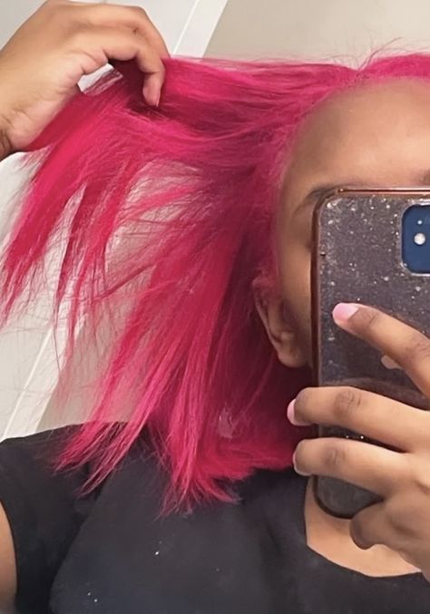 Pink Silk Press, Pink Hair Straight, Hair Dye Pink, Curly Color, Dyed Hair Inspiration, Dyed Natural Hair, Hair Twist Styles, Flat Iron Hair Styles, Silk Press