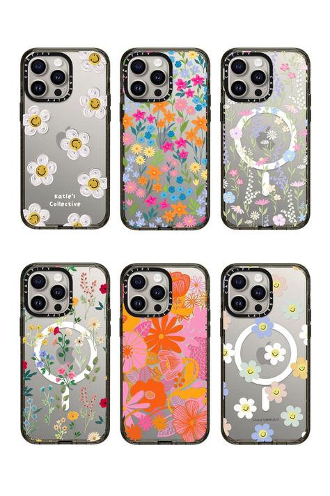 CASETiFY Impact Case for iPhone 15 Pro Max [4X Military Grade Drop Tested / 8.2ft Drop Protection] - Flower Prints - Gigi Garden Florals - Clear Black Casetify Cases, Casetify Case, Wildflower Phone Cases, Floral Phone Case, Flower Phone Case, Pink Pastel, Military Grade, Pink Print, Iphone 15 Pro