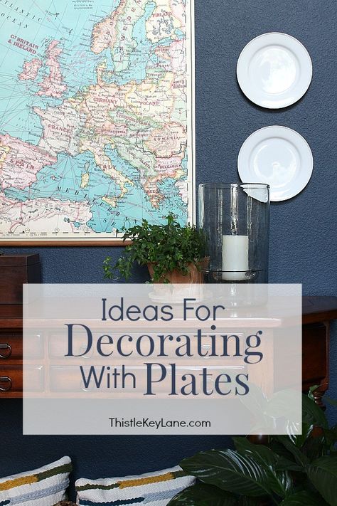 Ideas For Decorating With Plates - Try decorating your walls with plates for an easy addition of interesting shapes or for a pop of color to any room. #decoratingwithplates #ironstone #stoneware #vintageplates #cottagedecor #farmhousedecor #walldecor #walldecorideas #gallerywall #entryway #foyer #entrywaydecor #ideasforentrywaydecorating Decorating With Plates, Animal Plates, Farmhouse Living Room Furniture, Interesting Shapes, Light Blue Walls, Decor Logo, Hallway Wall Decor, Ideas For Decorating, Minimalist Home Interior