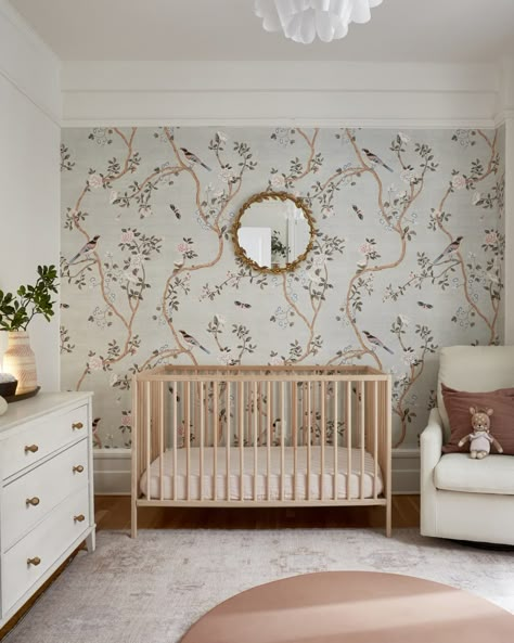 Browse Photos | Apartment Therapy Bird Wallpaper Nursery, Nursery Panelling, Ikea Nursery Ideas, Baby Room Wallpaper, Pilgrim House, Feminine Nursery, Ikea Nursery, Room Inspired, Nursery Room Design