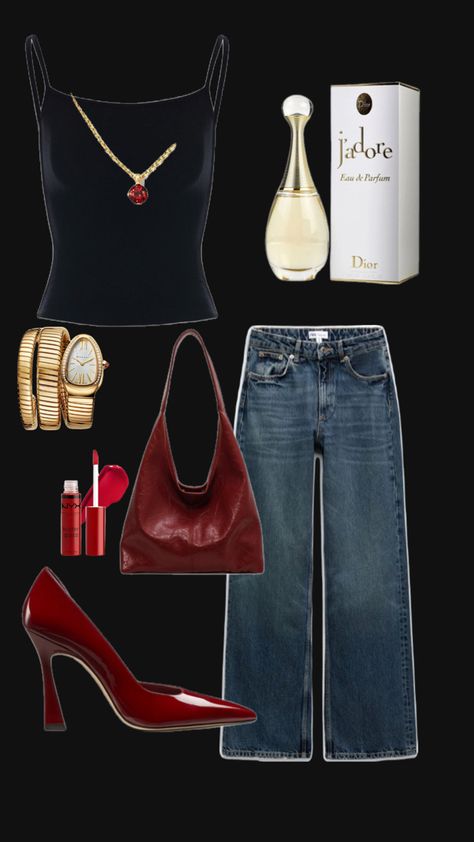 heels with jeans , outfit ideas, girls , rich , power , women , dior , luxury fashion, fashionista, outfit, red , style Red Slingback Heels Outfit, Burgundy Long Sleeve Shirt Outfit, Red Shoes Outfits For Women, Heels With Jeans Outfit, Burgundy Heels Outfit, Red Pumps Outfit, Pointy Heels Outfit, Red Purse Outfit, Slingback Heels Outfit