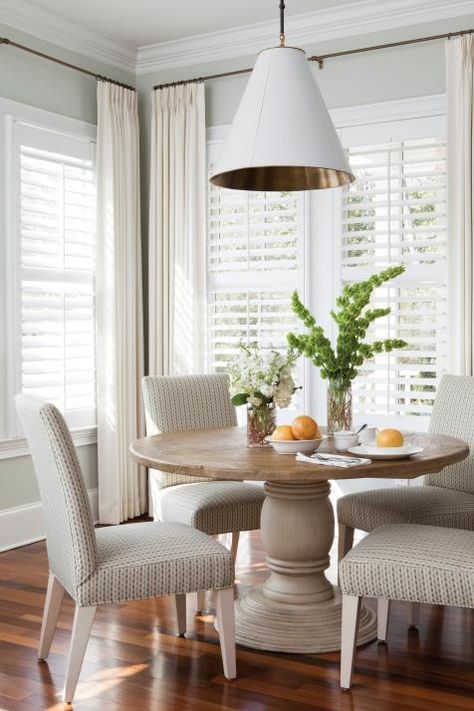 8 Tips for Making Beautiful Vignettes | Interior Design Styles and Color Schemes for Home Decorating | HGTV Blinds Bedroom, Blinds Kitchen, Curtains Ikea, Dining Room Window Treatments, Indoor Shutters, Luxury Ideas, Window Seat Kitchen, Benjamin Moore Gray, Homes Ideas