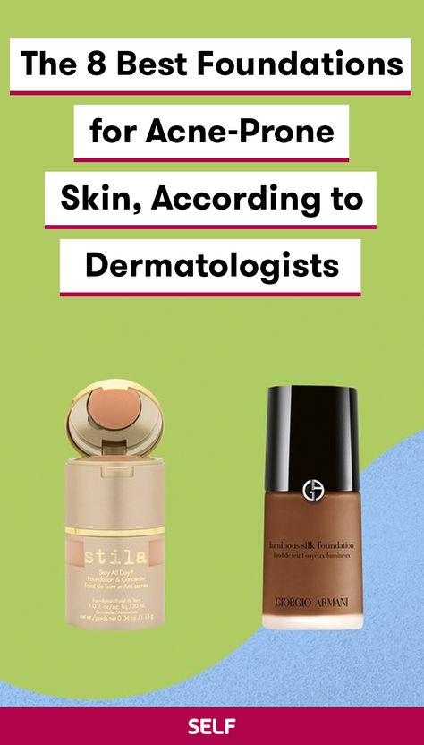 It's OK to cover zits with makeup as long as you're treating the skin first and using the right formulas (non-comedogenic and oil-free among them). To help others who want coverage for acne-prone skin, we asked a few dermatologists for the foundations that they recommend to their patients. If you're looking to even out your skin without increasing the threat of a new breakout, read on for some of the most effective foundations on the market. Best Foundations For Acne Prone Skin, Best Make Up For Acne Prone Skin, Acne Prone Foundation, Acne Prone Makeup Products, Best Makeup For Acne Prone Skin, Acne Free Makeup, Acne Prone Makeup, Makeup For Acne Skin, Foundation Acne Prone Skin