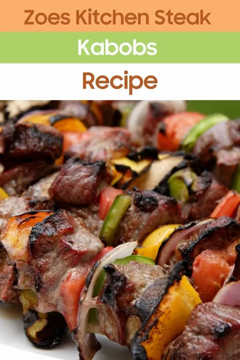 Zoes Kitchen Steak Kabobs Recipe - Easy Kitchen Guide Zoe's Kitchen Recipes Copycat, Steak Kabob Marinade, Grilled Beef Kabobs, Kabob Marinade, Beef Kabob Recipes, Steak Skewers, Zoes Kitchen, Steak Kabobs, Beef Kabobs