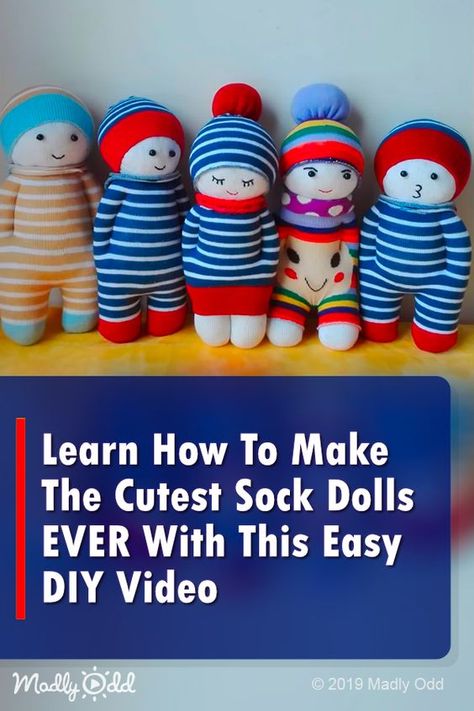 Sock Animals Diy, Video Crafts, Diy Sock Toys, Sock Dolls, Sock Doll, Diy Dolls, Sock Toys, Diy Socks, Sock Crafts