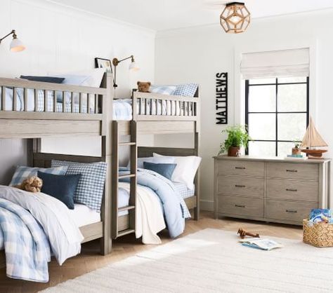 Bunk Beds Pottery Barn Kids, Pottery Barn Kids Bedrooms, Bunk Bed Room, Bunk Bed Rooms, Double Bunk Beds, Bunk Rooms, Shared Bedroom, Twin Bunk Beds, Kids Bunk Beds