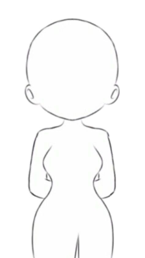 Cute Traceable Drawings, Drawing Girl Body Tutorials Easy, Anime Body Outline, Body Outline Drawing Anime, Girl Body Drawing Base Sketch, Gacha Life Body Base Girl, Traceable Drawings, Body Base Drawing, Kawaii Room