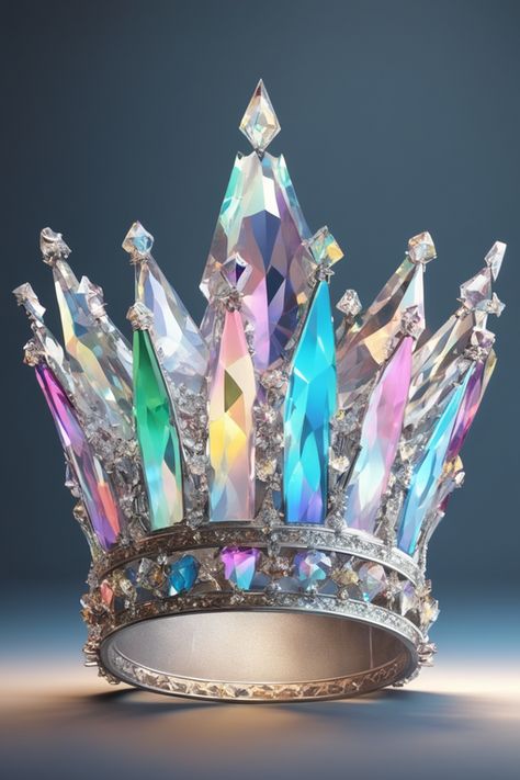 Rainbow Crown, Fantasy Crystal, Fantasy Crown, Crown Aesthetic, Snow Fashion, Quantum Leap, Queen Crown, Tiaras And Crowns, Digital Graphics