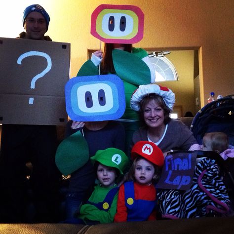 Costume : Mario Luigi Mystery Box Toad Fire Flower Ice Flower Final Lap Cloud Costume Mario, Mario Costume, Ice Flower, Flower Ice, Flower Costume, Mario Luigi, Fire Flower, Trunk Or Treat, Mario And Luigi