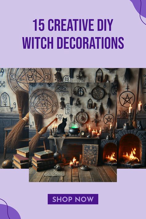 Add a magical touch to your space with these 15 unique DIY witchcraft decoration ideas! Perfect for those just starting or experienced wiccans looking to spruce up their home. From charming talismans to spell jars bursting with energy, bringing home these creative projects lets you express your craft in style. Let your imagination run wild with simple materials around your house. Create a cozy, witchy atmosphere that resonates with your spirit. Don’t wait—grab some supplies and start crafting your enchanting decor today! Witchy Entryway Decor, Witchy Wall Decor Diy, Witchy Clay Crafts Diy, Witchcraft Diy Crafts, Dollar Tree Witchcraft Supplies, Diy Witch Decorations, Wiccan Decor Diy, Diy Wiccan Crafts, Witchy Diy Decor