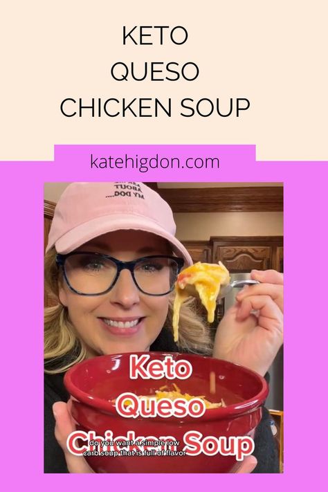 This simple Keto dinner recipe was amazing! You are gonna wanna save it for sure! I love Instant Pot recipes and even better when it's low carb and fits my lifestyle! #ketomeal #instantpotrecipes #ketodinner #lowcarbdinner #lowcarbrecipes Chicken Soup Instant Pot, Kate Higdon, Keto Queso, Queso Chicken, Low Carb Soup Recipes, Soup Instant Pot, Keto Soups, Lazy Keto, Low Carb High Protein