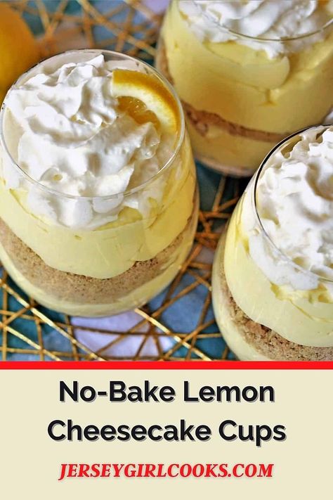 Easy Parfait Desserts Cups, Lemon Parfait Desserts, Lemon Parfait Cups, No Bake Cheesecake Parfait Cups, Lemon Jello Cheesecake No Bake, Lemon Cheesecake Mousse, No Bake Lemon Cheesecake Cups, No Bake Cheesecake Cups, Lemon Cheesecake Parfait