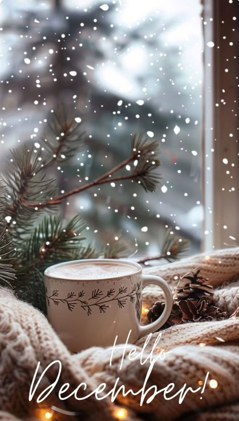 November Aesthetic Cozy, Hello December Images, December Wallpaper, Iphone Wallpaper Winter, Hygge Christmas, Snowflakes Falling, Christmas Wallpaper Backgrounds, Xmas Wallpaper, Cute Christmas Wallpaper