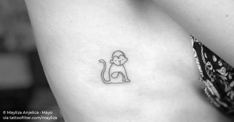 Fine Line Monkey Tattoo, Minimalist Monkey Tattoo, Monkey Tattoo Ideas For Women, Tiny Monkey Tattoo, Monkey Tattoo Small Cute, Monkey Tattoo Design, Monkey Tattoo Ideas, Animated Monkey, Line Animals