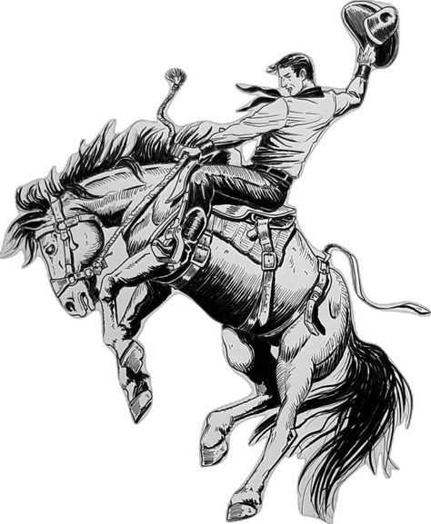 Bull Rider Drawing, Bucking Bronco Tattoo, Bucking Horse Tattoo, Western Sleeve, Western Drawings, Wallpaper Western, Cowboy Tattoo, Rodeo Art, Western Ideas