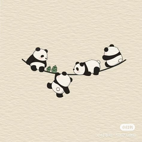 Mini Panda Drawing, Two Pandas Drawing, Panda Illustration Cute, Ks Love Images, Panda Art Illustration, Panda Doodle, Panda Aesthetic, Panda Sketch, Panda With Bamboo