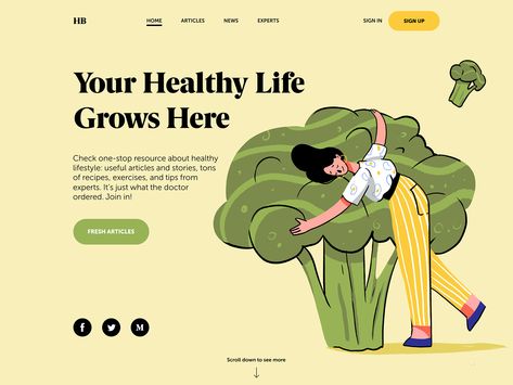 Website Home Page Ideas, Cartoon Website Design, Hero Page Design, Home Page Design Website, Website Hero Design, Health Website Design, Website Home Page Design, Cartoon Website, Health Website