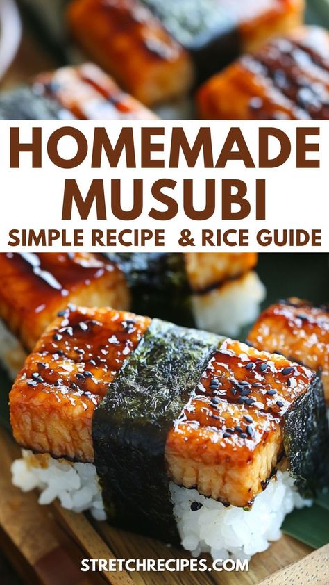 Learn how to make this easy Hawaiian Spam Musubi! With Japanese short-grain rice and perfectly seasoned Spam, this recipe brings the taste of Hawaii to your kitchen. Plus, we’ll share some alternative rice options like Calrose and Jasmine to suit your preference. Perfect for a snack, picnic, or even as part of a musubi bowl, it’s a must-try. Save this now and click through for the full recipe! Hawaiian Spam Musubi Recipe Easy, Hawaiian Spam Musubi Recipe, Musubi Bowl, Spam Musubi Bowl, Japanese Thanksgiving, Hawaiian Spam Recipes, Hawaiian Bowls, Japanese Recipe Ideas, Snack Picnic