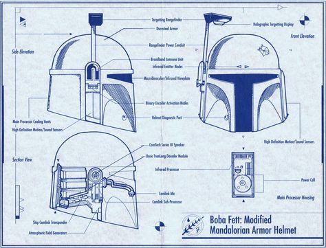 Star Wars, Storm Troopers, Boba Fett, and the #Influence of Blueprints ~> Starwars Cosplays, Mandalorian Creed, Vintage Blueprints, Mandalorian Jedi, Boba Fett Armor, Mando Armor, Cosplay Design, Bobba Fett, Boba Fett Helmet