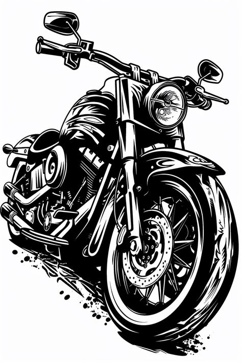 "Motorcycle Bike Rock Style Road Chopper" embodies the spirit of rebellion with a BLACK INK tattoo design. This dynamic portrayal captures the essence of freedom and adventure on the open road, embracing the boldness of rock style. Feel the thrill of the ride and the raw energy of the chopper in this captivating tattoo concept. 🏍️🖤 #motorcycle #bike #rockstyle #roadchopper #tattoo #design Chopper Tattoo Design, Vintage Motorcycle Art Design, Drawings Of Motorcycles, Motorcycle Tattoo Designs, Chopper Tattoo, Tattoo Motorcycle, Superior Tattoo, Motorcycle Tattoo, Harley Davidson Artwork