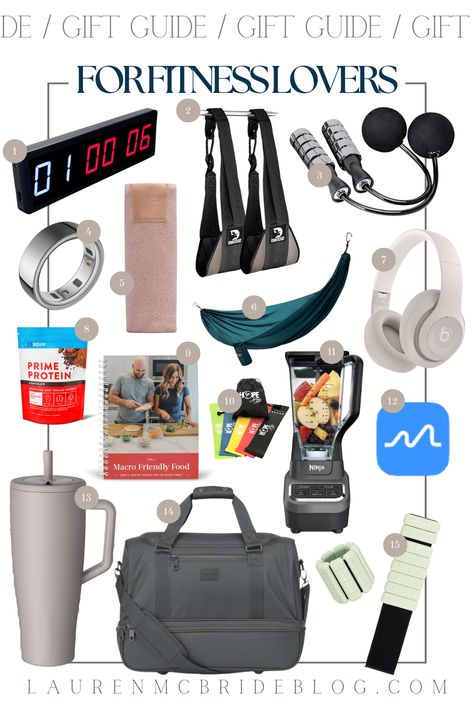 15 Best Gifts for Fitness Lovers | Practical & Motivating Ideas - Lauren McBride What’s In My Gym Bag, Gym Gifts For Him, Gifts For Fitness Lovers, Fitness Gift Ideas, Crossfit Gifts, Gifts For Gym Lovers, Dream Gym, Post Workout Shake, Lauren Mcbride