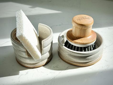 Upgrade Your Kitchen This Spring: DIY Sponge & Brush Holder with Video Tutorial Ceramic Sponge Holder, Diy Sponges, Ceramic Decals, Fire Water, Sponge Holder, Water Slide, Stone Texture, Pottery Wheel, Spring Diy