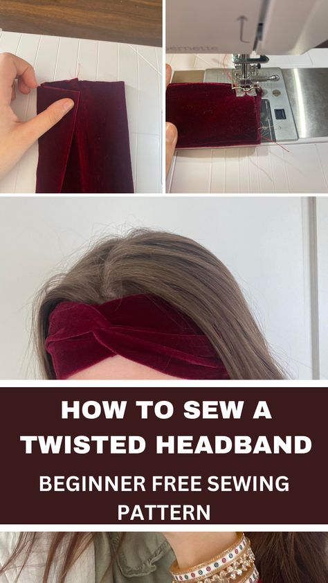 How to sew a twisted headband, beginner small sewing project, free pattern perfect for beginners Headband Sewing Pattern, Sewing Projects Kids, Sewing Crafts For Kids, Headband Sewing, Sewing Pattern Free, Headband Tutorial, Twisted Headband, Sewing Projects Free, Free Sewing Pattern