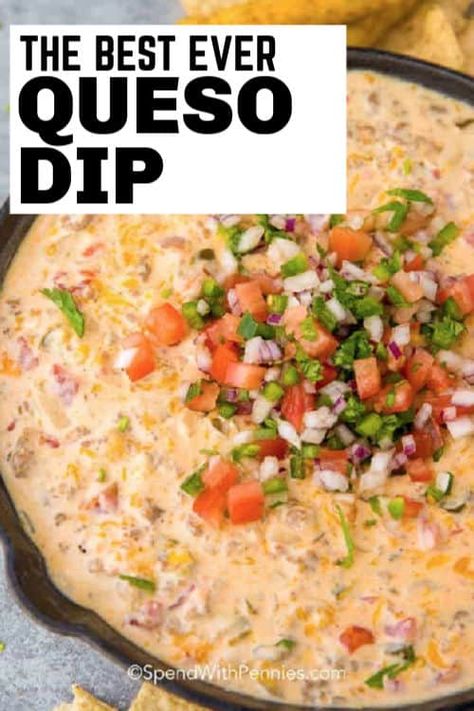 Baked Queso Dip, Mexican Queso Dip, Easy Queso Dip, Sausage Queso Dip, Queso Dip Crockpot, Spicy Queso Dip, Sausage Queso, Easy Queso, Sausage Cheese Dip