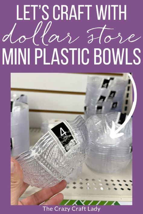 lets craft with dollar store mini plastic bowls Rustoleum Chalk Paint Colours, Stickers To Make, Clear Plastic Plates, Waverly Chalk Paint, Crystal Dishes, Mod Podge Crafts, Diy Bowl, Dollar Store Diy Projects, Diy Jar Crafts