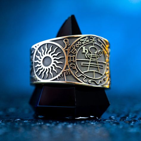 Secret Seal of Solomon adjustable ring Sun and Moon Lesser Key of Solomon Seal Sacred Geometry Magic Solomon kabbalah occult talisman by ElvenTechnologyNew on Etsy Gold Spiritual Signet Ring For Ceremonial Occasions, King Solomon Seals Protection, Solomon Seal, Seal Of Solomon Ring, Solomon’s Seal, Seal Of Solomon, Solomons Seal, Magic Ring, Custom Pendants