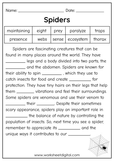 Cloze Passage Worksheets, Cloze Passages, Digital Worksheets, Phonics Reading Passages, Reading Comprehension For Kids, Improve Reading Comprehension, Comprehension Exercises, English Activities For Kids, Language Worksheets