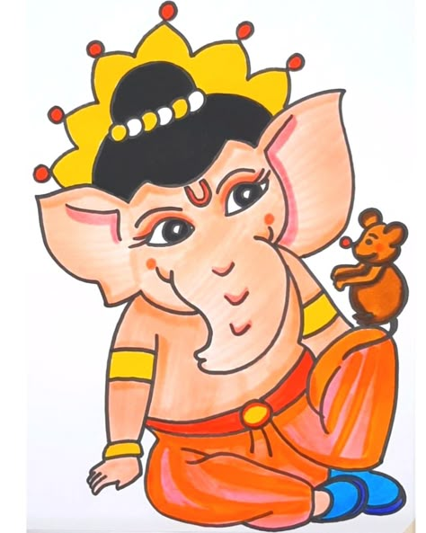 Vinayagar Drawing Easy, Easy Ganesha Drawing For Kids, Ganpati Drawing For Kids, Ganesh Ji Drawing Easy, Ganesha Drawing For Kids, Ganpati Drawing Easy, Easy Ganesha Drawing, Ganpati Drawing, Ganesh Painting