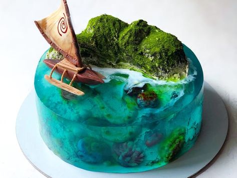 Ocean Cake, Jelly Cakes, Island Cake, Moana Cake, Sea Cake, Ocean Cakes, Cake Liner, Custom Desserts, Modern Cakes