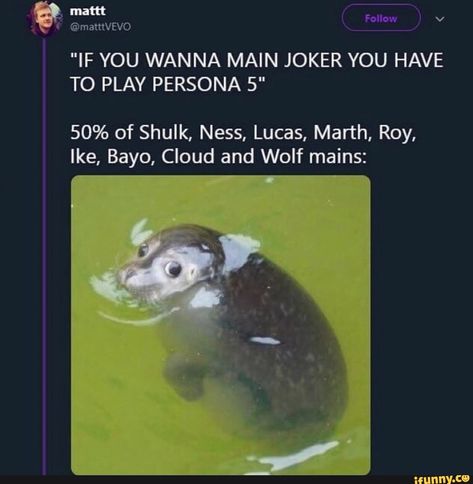 "IF YOU WANNA MAIN JOKER YOU HAVE TO PLAY PERSONA 5" 50% of Shulk, Ness, Lucas, Marth, Roy, Ike. Bayo, Cloud and Wolf mains: – popular memes on the site iFunny.co #fireemblem #gaming #if #you #wanna #main #joker #have #to #play #persona #shulk #ness #lucas #marth #roy #ike #bayo #cloud #wolf #pic Super Smash Bros Memes, Mario Memes, Weather Memes, Video Game Logic, Nintendo Super Smash Bros, Jokes Images, Video Game Memes, Smash Brothers, Super Smash Brothers