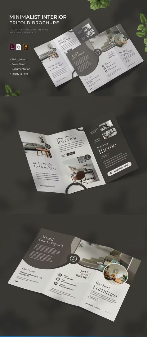 Brochure Design Layout Templates, Minimalist Brochure, Interior Brochures, Brochure Design Layouts, Brochure Design Creative, Brochure Design Layout, Trifold Brochure Design, Business Poster, Creative Brochure