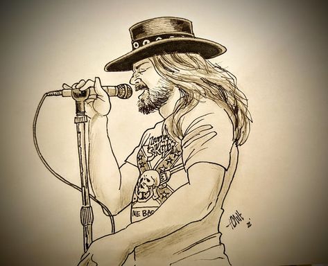 Ronnie Van Zant Tattoo, Lynyrd Skynyrd Tattoo Ideas, Lynyrd Skynyrd Tattoo, Ronnie Van Zant, Lynyrd Skynyrd, Pattern Ideas, Tattoo Pattern, Dreamcatcher Tattoo, Stone Painting