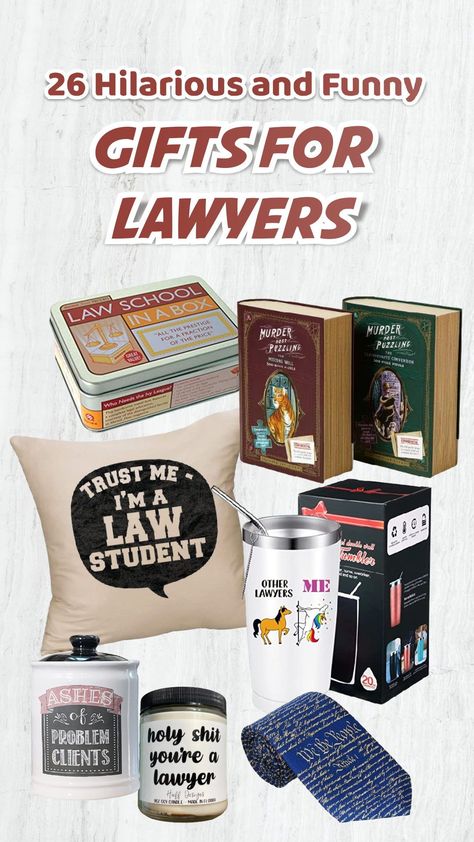 Funny gifts for lawyers come in a lot of different ways. There are some funny gifts for lawyers that have an adorable and unique design that is cool for decorations. Other funny gifts for lawyers can also be used as gag items to mess with them. #giftsforlawyers #giftsforlawyerslawstudents #giftsforlawyersmen #lawyersgifts #christmasgiftsforlawyers #lawyersgiftsideas #giftsideasforlawyers #thankyougiftsforlawyers #giftsforfuturelawyers Lawyer Must Haves, Law School Gift Ideas, Lawyer Vibes, Gifts For Lawyers, Gifts For Law Students, Lawyer Jokes, Boss Christmas Gifts, Law Students, Funny Retirement Gifts