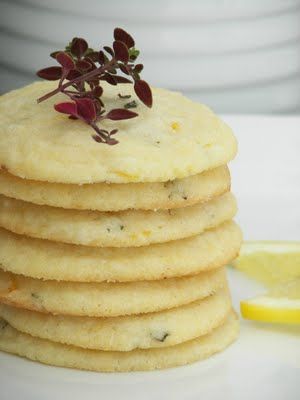 lemon thyme cookies Lemon Balm Cookies, Lemon Thyme Cookies, Lemon Basil Cookies, Very Lemony Cookies, Large Lemon Cookies, Thyme Recipes, Herb Recipes, Just Desserts, Good Eats