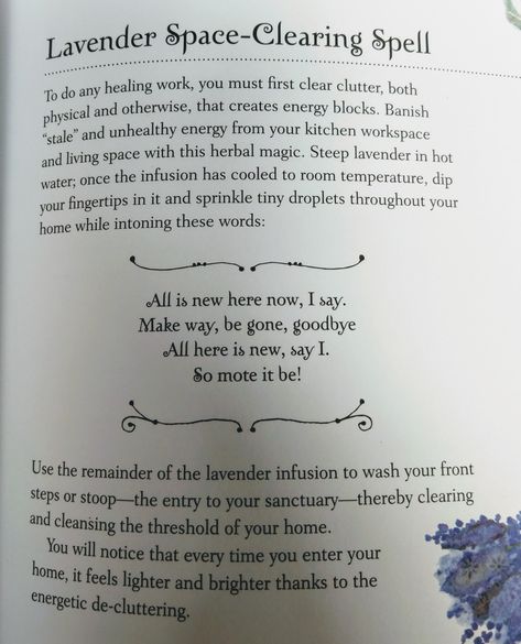 Lavender Spells, Charmed Spells, Cleansing Energy, Charmed Book Of Shadows, Spell Work, Space Clearing, Energy Blocks, Kitchen Witchery, Wiccan Spell Book