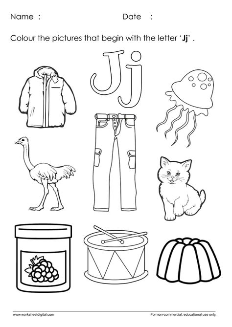 Letter J Worksheet, J Worksheet, February Classroom Activities, Letter J Activities, J Sound, Beginning Sounds Worksheets, Coloring Letters, The Letter J, Preschool Coloring Pages