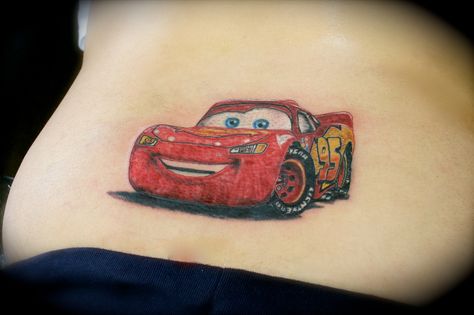 Lightening Mcqueen - Disney Cars Lightening Mcqueen Tattoo Ideas, Cars Tattoo Ideas Disney, Lightening Mcqueen Tattoos, Disney Cars Tattoo Ideas, Asher Tattoo, Cars Tattoo Disney, Cars Movie Tattoo, Lightning Mcqueen Tattoo, Speed Tattoo